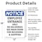 Signmission Employee Entrance Only No Deliveries OSHA Notice Sign, Aluminum, 12in W x 18in L, 2PK OS-2PACK-NS-A-1218-V-11946 - alternate 3
